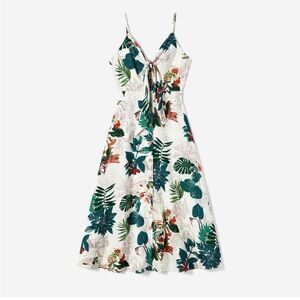 PatPat White Tropical Floral Tie-Front Sundress